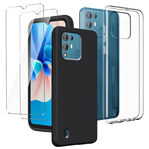 LYZXMY Hülle für Blackview A55 Pro (6.53") Transparent + Schwarz Schutzhülle + [2 Stück] Gehärteter Film Displayschutzfolie - Weich Silikon Flexibel TPU Tasche Case von LYZXMY