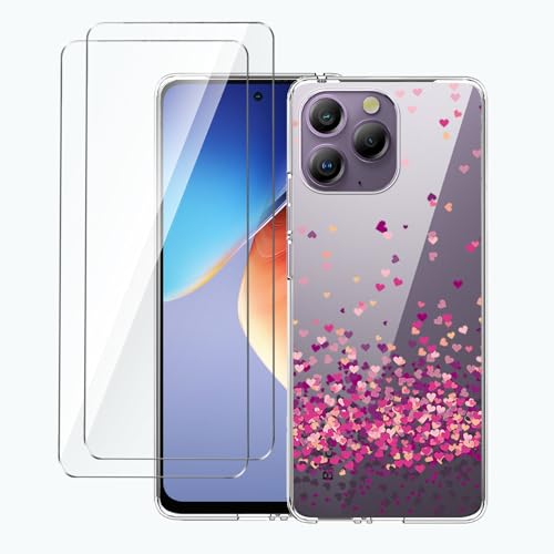 LYZXMY Hülle für Blackview A96(6.5") Transparent Handyhülle + 2 Stück Gehärtetes Glas Schutzfolie, Case Weich Silikon TPU Schutzhülle Cover -WM85 von LYZXMY