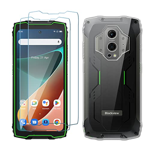 LYZXMY Hülle für Blackview BV9300(6.7") Transparent Handyhülle + 2 Stück Gehärtetes Glas Schutzfolie, Case Weich Silikon TPU Schutzhülle Cover 9H Härte HD Gehärtetes Glasfolie Glas von LYZXMY