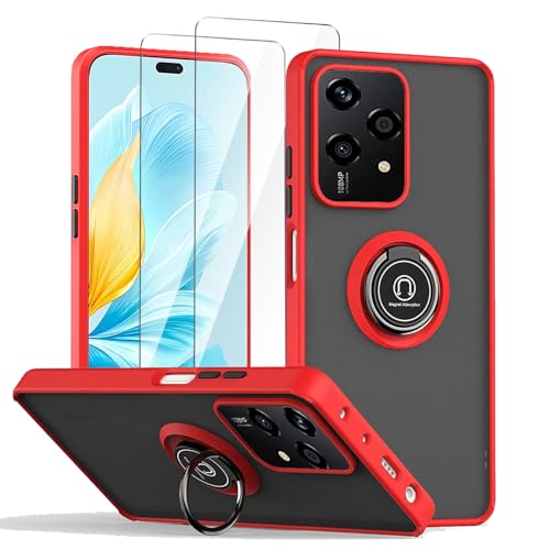 LYZXMY Hülle für Honor 200Lite 5G Rot with Ring Stnad Hülle+ 2 x Displayschutzfolie aus gehärtetem Glas,PC +TPU stoßfest Anti-Scratch Telefon Fall Abdeckung LYZXMY Hülle für Honor 200Lite 5G Rot with Ring Stnad Hülle+ 2 x Displayschutzfolie aus gehärtetem Glas,PC +TPU stoßfest Anti-Scratch Telefon Fall Abdeckung von LYZXMY