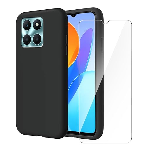 LYZXMY Hülle für Honor X6a 4G (6.56") + 1 Stück für Panzerglas Displayschutzfolie Schutzfolie - Schwarz Weich Silikon Schutzhülle Flexibel TPU Tasche Case von LYZXMY