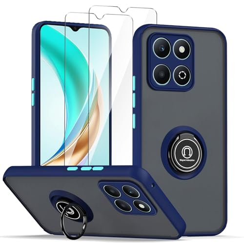 LYZXMY Hülle für Honor X6b Königsblau with Ring Stnad Hülle+ 2 x Displayschutzfolie aus gehärtetem Glas,PC +TPU stoßfest Anti-Scratch Telefon Fall Abdeckung LYZXMY Hülle für Honor X6b Königsblau with Ring Stnad Hülle+ 2 x Displayschutzfolie aus gehärtetem Glas,PC +TPU stoßfest Anti-Scratch Telefon Fall Abdeckung von LYZXMY