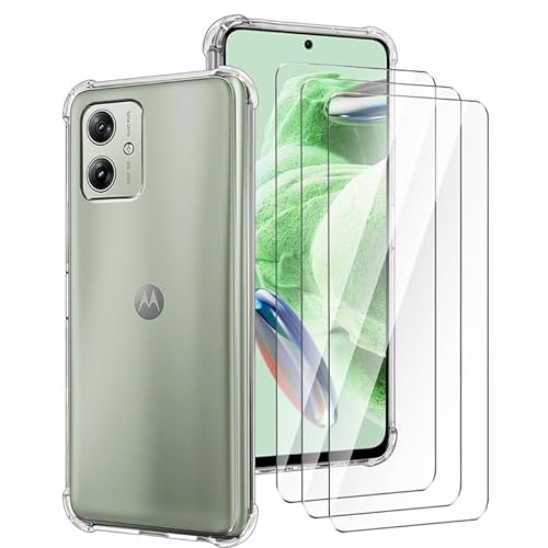 LYZXMY Hülle für Motorola Moto G54 5G (6.5") + 3 Stück für Panzerglas Displayschutzfolie Schutzfolie - Transparent Weich Silikon Schutzhülle Flexibel TPU Tasche Case von LYZXMY