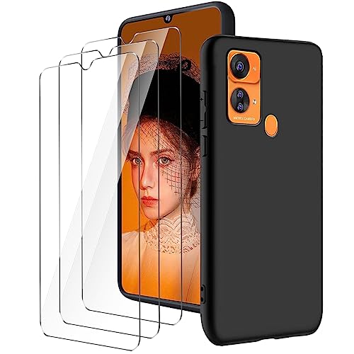 LYZXMY Hülle für OUKITEL C33(6.8") Schwarz Handyhülle + 3 Stück Gehärtetes Glas Schutzfolie, Case Weich Silikon TPU Schutzhülle Cover 9H Härte HD Gehärtetes Glasfolie Glas von LYZXMY