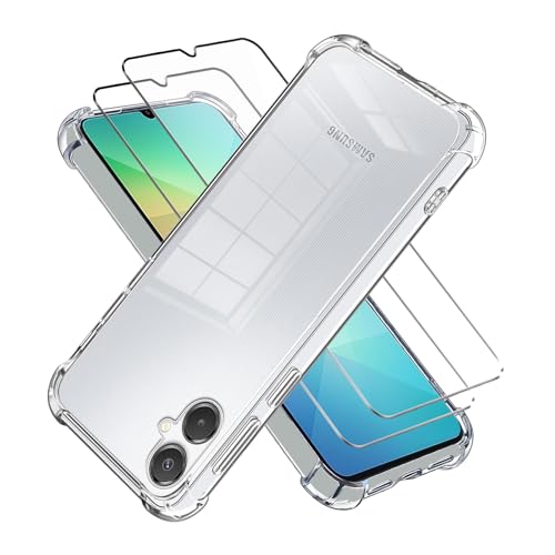 LYZXMY Hülle für Samsung Galaxy A06 5G/F06/M06 Transparente Handyhülle + 2 Stück gehärtetes Glas Schutzfolie, Hülle weiches Silikon TPU Anti Kratzer Anti Kollision Clear Case LYZXMY Hülle für Samsung Galaxy A06 5G/F06/M06 Transparente Handyhülle + 2 Stück gehärtetes Glas Schutzfolie, Hülle weiches Silikon TPU Anti Kratzer Anti Kollision Clear Case von LYZXMY