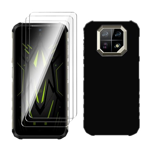 LYZXMY Hülle für Ulefone Armor 22(6.58") Schwarz Handyhülle + 3 Stück Gehärtetes Glas Schutzfolie, Case Weich Silikon TPU Schutzhülle Cover 9H Härte HD Gehärtetes Glasfolie Glas von LYZXMY