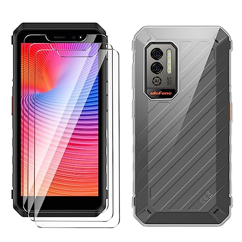 LYZXMY Hülle für Ulefone Power Armor X11(5.45") Transparent Handyhülle + 3 Stück Gehärtetes Glas Schutzfolie, Case Weich Silikon TPU Schutzhülle Cover 9H Härte HD Gehärtetes Glasfolie Glas von LYZXMY