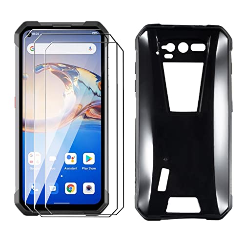 LYZXMY Hülle für Unihertz Tank 4G (6.81") Schwarz Handyhülle + 3 Stück Gehärtetes Glas Schutzfolie, Case Weich Silikon TPU Schutzhülle Cover 9H Härte HD Gehärtetes Glasfolie Glas von LYZXMY