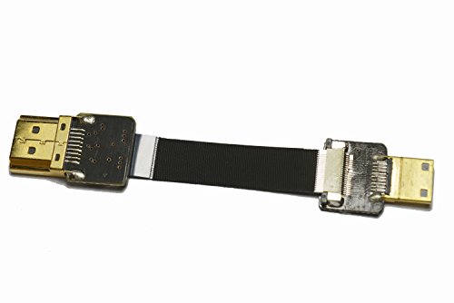 Kurzes, flaches HDMI-Kabel, Mini-HDMI-Stecker auf Standard-HDMI-Stecker, gerade für Canon 5D3 5D2 Panasonic Lumix GH3 GH2 Sony nex 5N 5T 5R 7N DJI schwarz (10 cm) von LYtech
