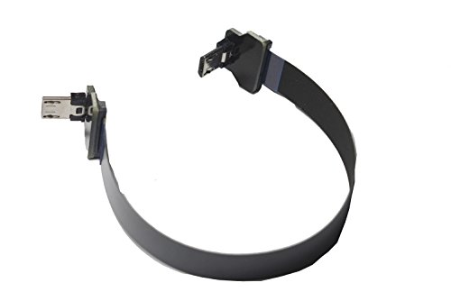 Leichtes weiches flexibles USB-Kabel FPV Flach Slim Ribbon Micro USB 90 Grad abgewinkelt Stecker auf Micro USB 90 Grad abgewinkelt Stecker für Synchronisation und Aufladen Schwarz (10CM) von LYtech