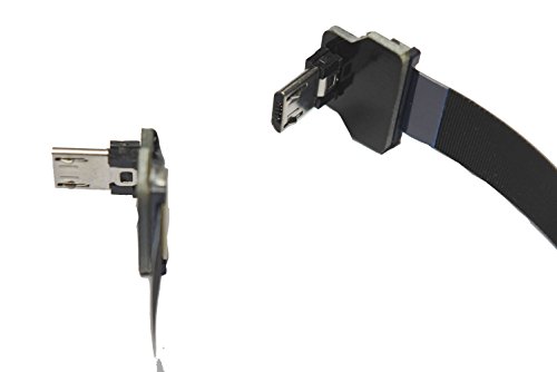 Leichtes weiches flexibles USB-Kabel FPV Flach Slim Ribbon Micro USB 90 Grad abgewinkelt Stecker auf Micro USB 90 Grad abgewinkelt Stecker für Synchronisation und Aufladen Schwarz (20CM) von LYtech