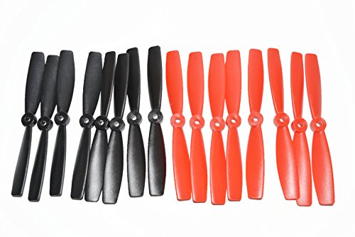 Starke Drohnenrequisiten 6045 Bullnose Requisiten ABS Propeller CCW CW RC Requisiten für QAV250 ZMR250 270 280 Quad Copter Mehrrotor Rot und Schwarz 16 Stück von LYtech