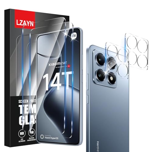 LZAYN 2 Pack Displayschutzfolie Kompatibel mit Xiaomi 14T Pro,2 Panzerglas mit 2 Kameraobjektivschutz,Hohe Transparenz,9H Kratzfest,Blasenfrei,Hülle kompatibel,Einfache Installation von LZAYN