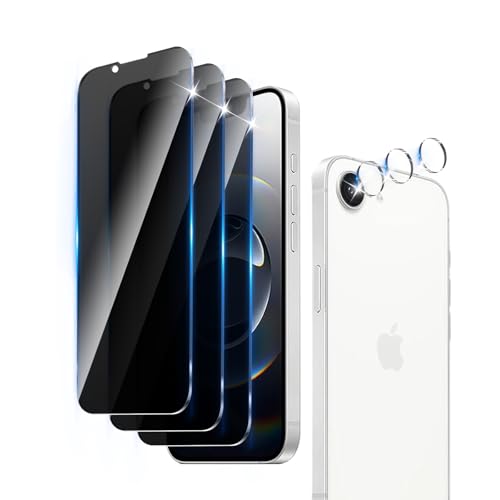 LZAYN 3+3 Pack Privacy Displayschutzfolie für iPhone 16e 2025,3 Panzerglasfolie + 3 Kameraobjektivschutz, 9H Härte, Anti-Kratzen, Hülle kompatibel, Anti-Spy Glasschutz LZAYN 3+3 Pack Privacy Displayschutzfolie für iPhone 16e 2025,3 Panzerglasfolie + 3 Kameraobjektivschutz, 9H Härte, Anti-Kratzen, Hülle kompatibel, Anti-Spy Glasschutz von LZAYN