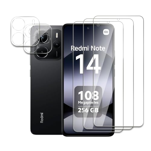LZAYN 3 Stück Sichtschutz Schutzfolie Für Xiaomi Redmi Note 14 5G mit 2 Stück Kamera Panzerfolie, 9H Härte Gehärtetem Glas, Anti-Kratzer, Anti-Öl, Anti-Bläschen, Einfache Installation von LZAYN