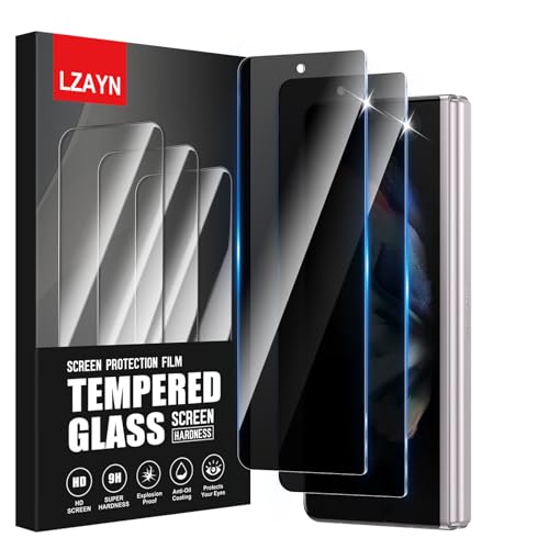 LZAYN Displayschutzfolie für Samsung Galaxy Z Fold 3, stoßfest, kratzfest, blasenfrei, schwarz, Anti-Spionage-Displayschutzfolie aus gehärtetem Glas, einfache Installation, 2 Stück von LZAYN