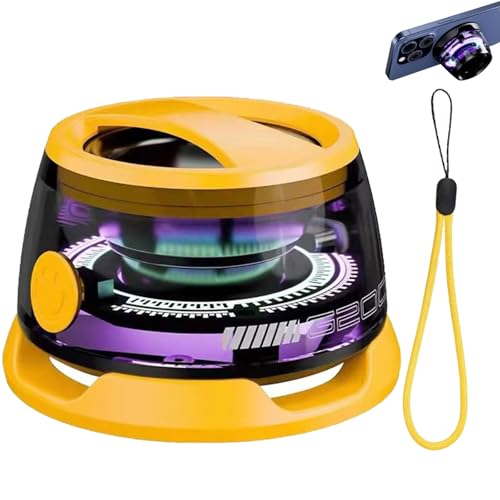 Handy Halter mit Multifunktionaler Magnet Bluetooth Lautsprecher Kompatibel für Magsafe,Mini Bluetooth Tragbarer Lautsprecher mit Mehrfarbigen RGB Lichtern,IP67 Wasserdicht, für Outdoor,Gelb von LZEXIN