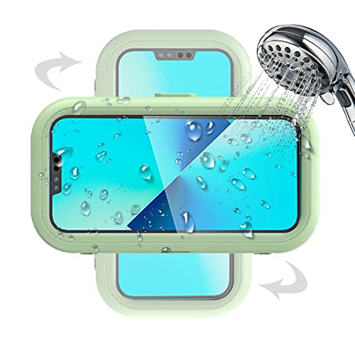 LZLUCKCOME Dusch Handy Ständer, Wasserdicht Handyhalterung Box, 480° Drehbar Handyhalterung, passend für Smartphone unter 7 Zoll (Frisches Grün) von LZLUCKCOME