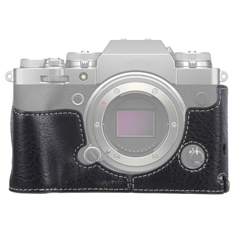 LZOQOWUJ MGJQJ TTWQQ 1/4 Zoll Gewinde Litschi Textur PU Leder Kamera Halbgehäuse Basis für FUJIFILM X-T4(Black) von LZOQOWUJ
