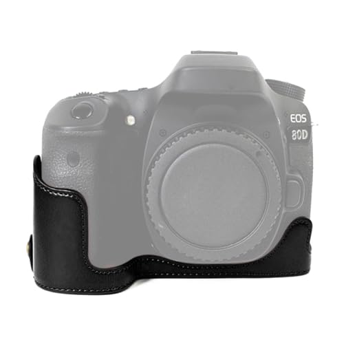 LZOQOWUJ MGJQJ TTWQQ 1/4 Zoll Gewinde PU-Leder Kamera Halbgehäuse Basis für Canon EOS 80D / 70D(Black) von LZOQOWUJ