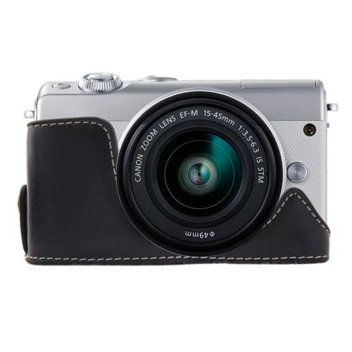 LZOQOWUJ MGJQJ TTWQQ 1/4 inch Thread PU Leather Camera Half Case Base for Canon EOS M100(Black) von LZOQOWUJ