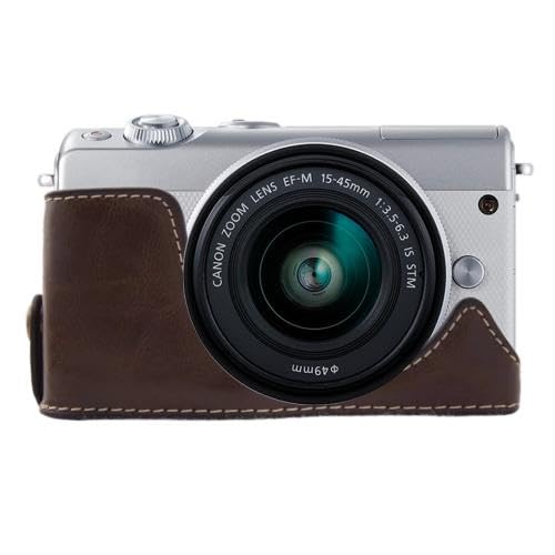 LZOQOWUJ MGJQJ TTWQQ 1/4 inch Thread PU Leather Camera Half Case Base for Canon EOS M100(Coffee) von LZOQOWUJ