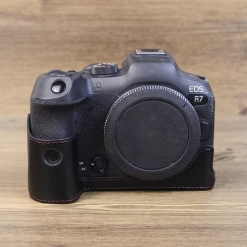 LZOQOWUJ MGJQJ TTWQQ Für Canon EOS R7 1/4 Zoll Gewinde PU Leder Kamera Half Case Base(Black) von LZOQOWUJ