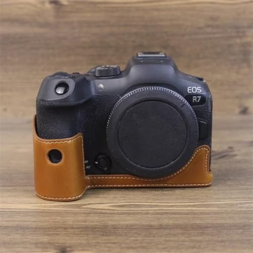 LZOQOWUJ MGJQJ TTWQQ Für Canon EOS R7 1/4 Zoll Gewinde PU Leder Kamera Half Case Base(Brown) von LZOQOWUJ