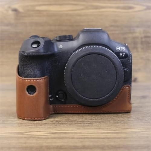 LZOQOWUJ MGJQJ TTWQQ Für Canon EOS R7 1/4 Zoll Gewinde PU Leder Kamera Half Case Base(Coffee) von LZOQOWUJ