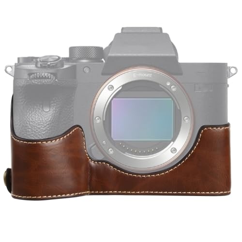 LZOQOWUJ MGJQJ TTYHHK 1/4 Zoll Gewinde PU-Leder Kamera Halbgehäuse Basis für Sony ILCE-7RM4 / A7RM4 / A7R IV(Coffee) von LZOQOWUJ