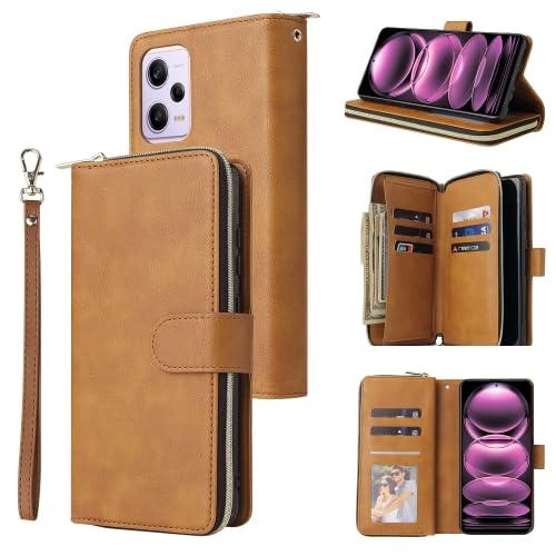 LZOQOWUJ PMBHCL RRTYKK Schutzhülle für Redmi Note 12 Pro Speed/Note 12 Pro Global/Poco X5 Pro, 9 Kartenfächer, Reißverschluss, Leder, Braun LZOQOWUJ PMBHCL RRTYKK Schutzhülle für Redmi Note 12 Pro Speed/Note 12 Pro Global/Poco X5 Pro, 9 Kartenfächer, Reißverschluss, Leder, Braun von LZOQOWUJ