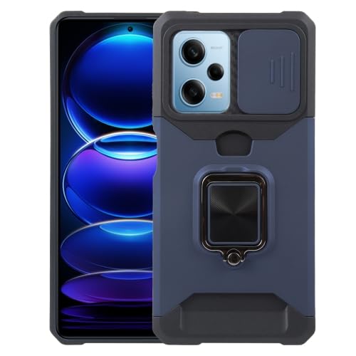 LZOQOWUJ PMBHCL Schutzhülle für Redmi Note 12 Pro, Kameraschutz, Kartenschlitz, mit Ringhalter, TTRH (Blau) von LZOQOWUJ