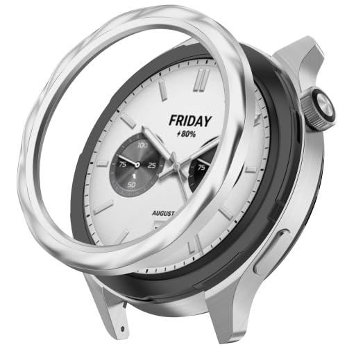 LZOQOWUJ PMBHCL ZRWHN Schutzring für Xiao mi Watch S4, gehärtetes Glas, Hybrid-Edelstahl-Uhrenschutzring (Silberfaden) von LZOQOWUJ