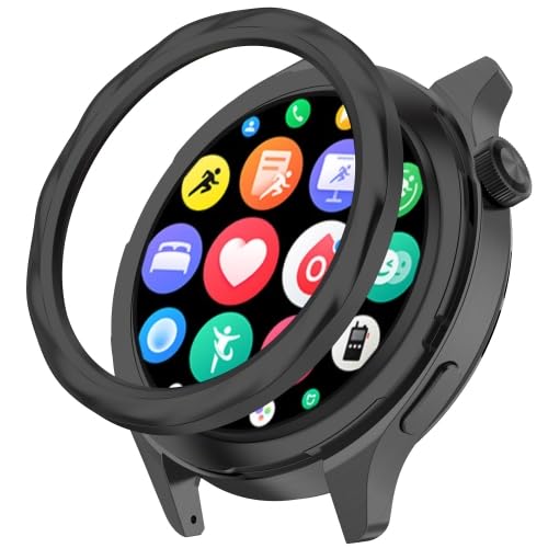 LZOQOWUJ PMBHCL ZRWHN Schutzring für Xiao mi Watch S4, gehärtetes Glas, Hybrid-Edelstahl-Uhrenschutzring (schwarzes Gewinde) von LZOQOWUJ