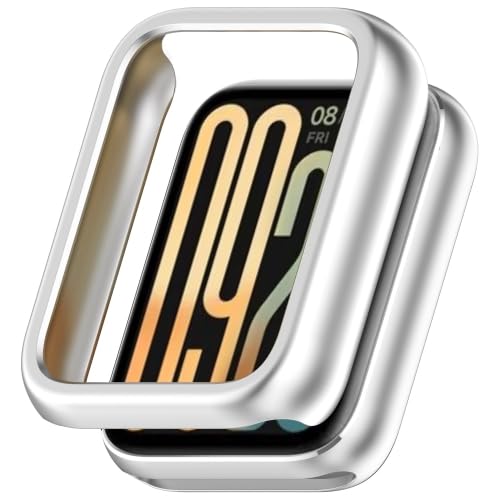 PMBHCL ZRWHN Schutzhülle für Xiao Mi Smart Band9 Pro, halbe Abdeckung, Polycarbonat, hohl, silberfarben von LZOQOWUJ