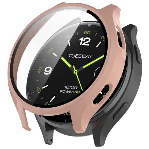 RKJJB JTBJYLM for Xiao mi Watch2 PC + Gehärteter Film Integrierte Uhrenschutzhülle(Rosa) von LZOQOWUJ