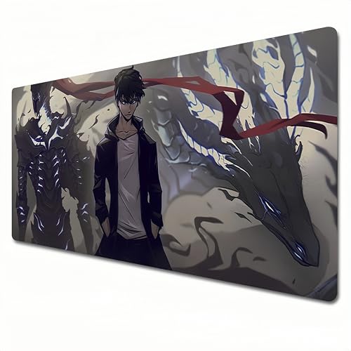 Solo Leveling Mauspad, Anime-Design, schwarz-grau, XXL-Mauspad, 900 x 400 cm, Schreibtischunterlage groß, wasserdicht, rutschfest, Größe XXL Solo Leveling Mauspad, Anime-Design, schwarz-grau, XXL-Mauspad, 900 x 400 cm, Schreibtischunterlage groß, wasserdicht, rutschfest, Größe XXL von LZYMX