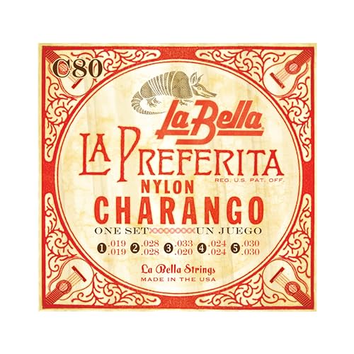 La Bella C80 Charango Saiten, Nylon, 10 Saiten in 5 Unisono-Stärken von La Bella