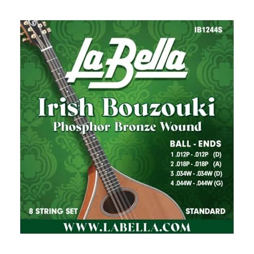 La Bella IB1244S Irish Bouzouki 8-string Phosphor Bronze, Ball End, Standard von La Bella