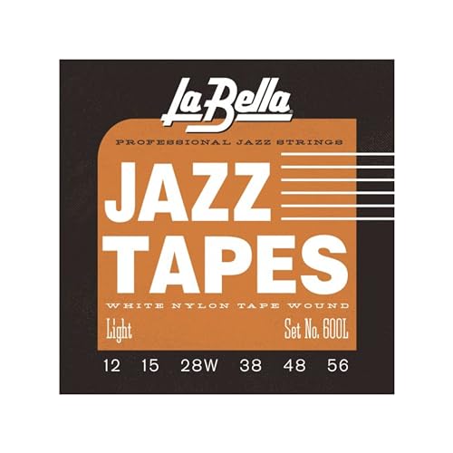 La Bella Jazz Tapes 600L, White Nylon, Saiten für E-Gitarre/Jazz-Gitarre, Light, 012-056 von La Bella