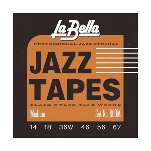 La Bella Jazz Tapes 800M, Black Nylon, Medium, Saiten für E-Gitarre von La Bella