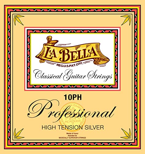 La Bella Professional 10PH, Saiten für klassische Gitarre, High Tension, silber von La Bella