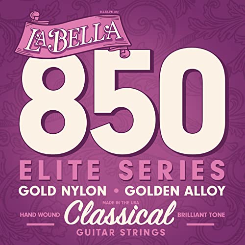 La Bella Strings - 850 Elite Set - Saiten für Konzertgitarren - Gold Nylon/Golden Alloy - Medium Tension von La Bella