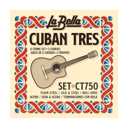 La Bella Strings »CUBAN TRES - CT750 - BALL END« Saiten für Cuban-Gitarre - Plain Steel/Silk and Steel - 6 Saiten in 3 Chören von La Bella