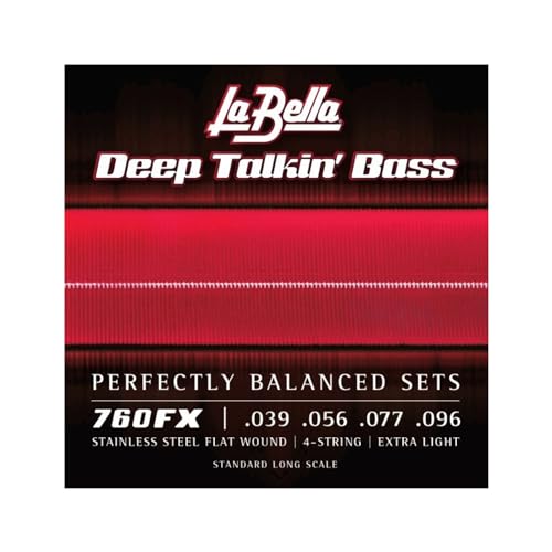 La Bella Strings DEEP TALKIN' BASS FLATS - 760FX - ELECTRIC BASS Saiten für E-Bass - Stainless Steel Flatwound 39/96 von La Bella