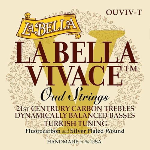 La Bella Strings »VIVACE OUD - OUVIV-T - TURKISH TUNING« Saiten für Oud - Fluorocarbon/Silver-Plated Wound - 11-Saitiges Set von La Bella