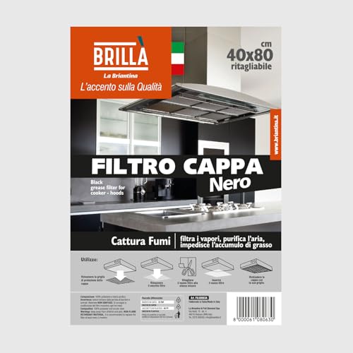 La Briantina Universal-Dunstabzugshaube für die Küche, 40 x 80 cm, Schwarz, Einweg, leicht zuzuschneiden, Polyester und Acrylharz, fängt Rauch und Dämpfe auf La Briantina Universal-Dunstabzugshaube für die Küche, 40 x 80 cm, Schwarz, Einweg, leicht zuzuschneiden, Polyester und Acrylharz, fängt Rauch und Dämpfe auf von La Briantina