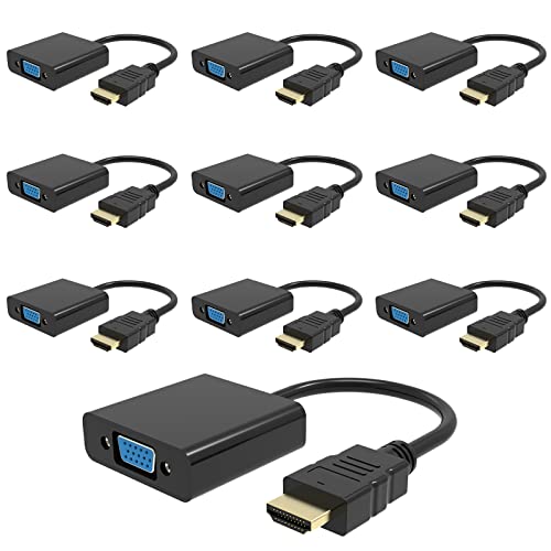 HDMI auf VGA, 1080P Kompatibler HDMI auf VGA Adapter für Computer, Laptop, PC, Monitor, HDTV, Digital auf Analog, Konverterkabel für Xbox 360, PS3, TV Box zu Projektor-Displayer. (10 Stück) von La Brodée