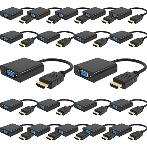 HDMI zu VGA, 1080P VGA zu HDMI Adapter für Computer, Laptop, PC, Monitor, HDTV, Digital-zu-Analog-Konverterkabel für Xbox 360, PS3, TV-Box auf Projektor-Display (20 Stück) von La Brodée