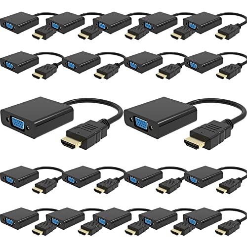 HDMI auf VGA, 1080P Kompatibler HDMI auf VGA Adapter für Computer, Laptop, PC, Monitor, HDTV, Digital auf Analog, Konverterkabel für Xbox 360, PS3, TV Box zu Projektor-Displayer. (20 Stück) von La Brodée